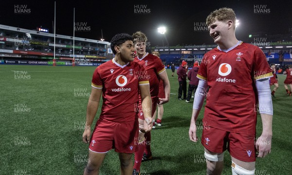 200226 - Wales U20 v Scotland U20, 2026 U20 Six Nations - Wales players at the end of the match
