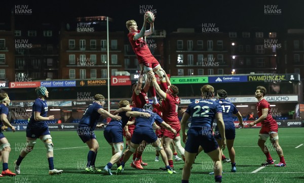 200226 - Wales U20 v Scotland U20, 2026 U20 Six Nations - Osian Williams of Wales takes line out