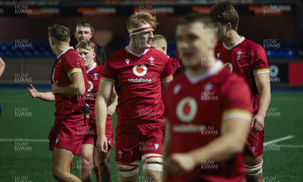 200226 - Wales U20 v Scotland U20, 2026 U20 Six Nations - Wales players at the end of the match