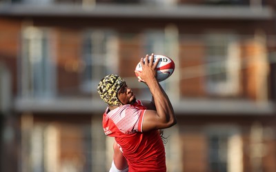 070721 - Wales U20s v England U20s - U20s 6 Nations Championship - Christ Tshiunza of Wales wins the line out