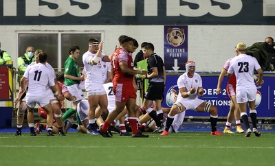 070721 - Wales U20s v England U20s - U20s 6 Nations Championship - England celebrate at full time