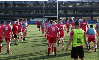 070721 - Wales U20 v England U20, 2021 Six Nations U20 Championship - The Wales team warms up ahead of the match against England