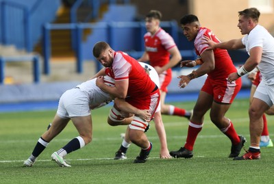 070721 - Wales U20 v England U20, 2021 Six Nations U20 Championship - Joe Peard of Wales charges forward