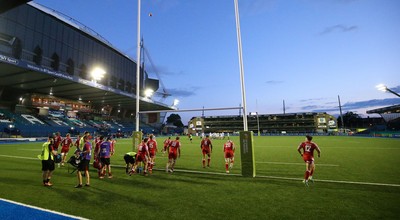 070721 - Wales U20 v England U20, 2021 Six Nations U20 Championship - The Welsh players regroup as England kick a conversion