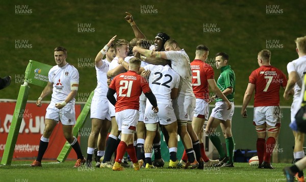 220219 - Wales U20s v England U20s - U20s 6 Nations Championship - England prematurely celebrate their second try which was disallowed