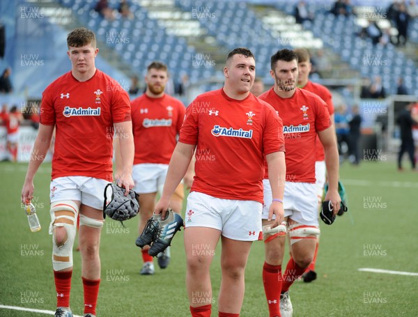 220619 - Wales U20 v England U20 - World Rugby Under 20 Championship - 5th Place Final - Wales players leave the field dejected at full time
