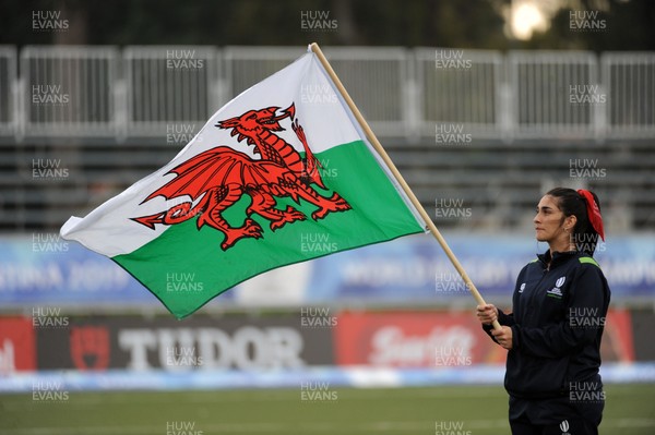 220619 - Wales U20 v England U20 - World Rugby Under 20 Championship - 5th Place Final -  Wales flag just before the players line up for the national anthems
