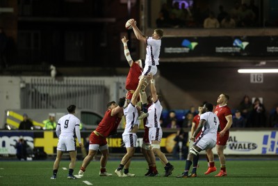 140325 - Wales U20s v England U20s - U20s Six Nations Championship - Tom Burrow of England wins the line out