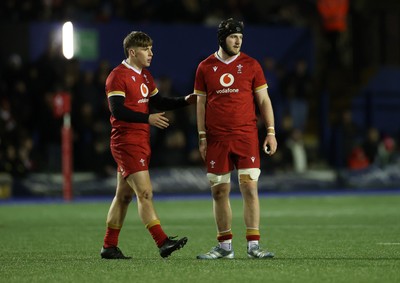 140325 - Wales U20s v England U20s - U20s Six Nations Championship - Steffan Emanuel and Evan Minto of Wales 