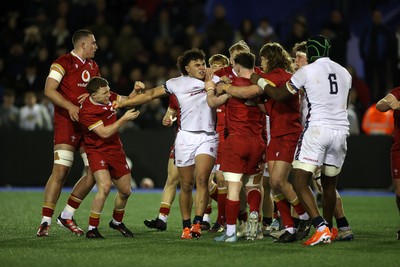 140325 - Wales U20s v England U20s - U20s Six Nations Championship - Kane James of England finishes the match with a scrap