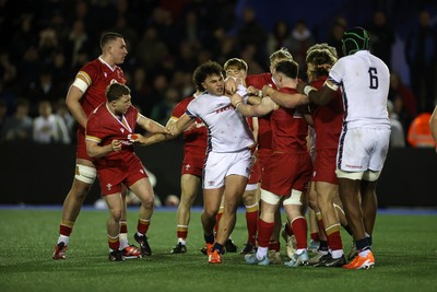 140325 - Wales U20s v England U20s - U20s Six Nations Championship - Kane James of England finishes the match with a scrap