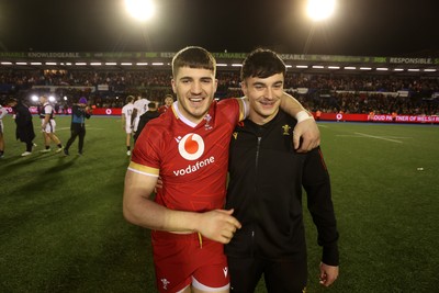 140325 - Wales U20s v England U20s - U20s Six Nations Championship - Harry Rees-Weldon of Wales celebrates at full time