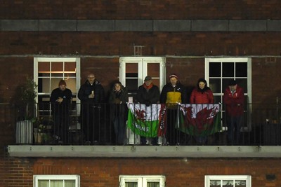 140325 - Wales U20 v England U20 - Six Nations Chamionship - Fans watch the match from their balcony