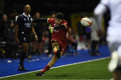 140325 - Wales U20 v England U20 - Six Nations Chamionship - Harri Wilde of Wales U20s kicks the conversion