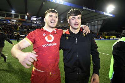 140325 - Wales U20 v England U20 - Six Nations Chamionship - Harry Rees-Weldon of Wales U20s celebrates the win at full time