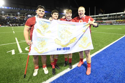 140325 - Wales U20 v England U20 - Six Nations Chamionship - Wales celebrate the win at full time