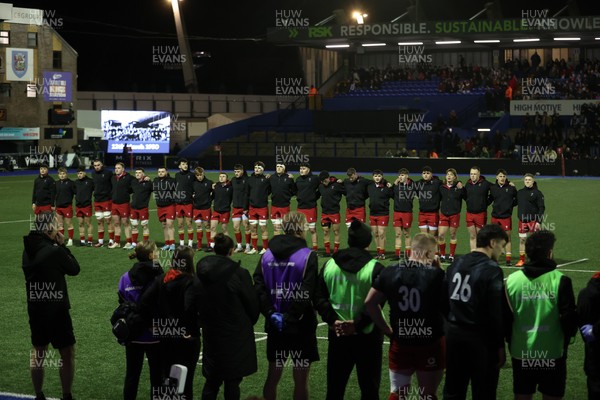 140325 - Wales U20s v England U20s - U20s Six Nations Championship - Wales line up for the anthem