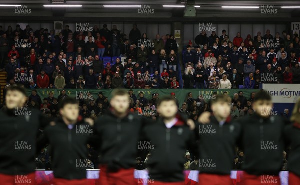 140325 - Wales U20s v England U20s - U20s Six Nations Championship - Wales line up for the anthem