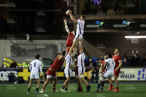 140325 - Wales U20s v England U20s - U20s Six Nations Championship - Tom Burrow of England wins the line out