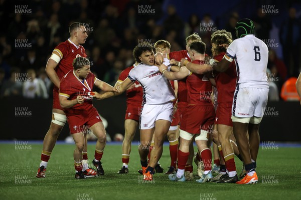 140325 - Wales U20s v England U20s - U20s Six Nations Championship - Kane James of England finishes the match with a scrap