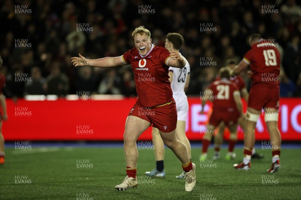 140325 - Wales U20s v England U20s - U20s Six Nations Championship - Owain James of Wales celebrates at full time