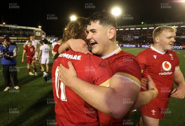 140325 - Wales U20s v England U20s - U20s Six Nations Championship - Sam Scott of Wales celebrates at full time