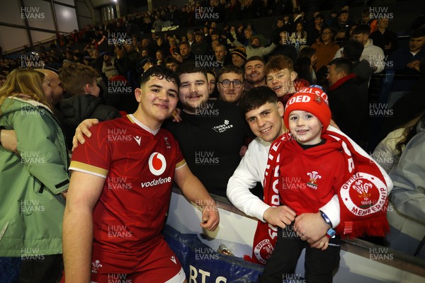 140325 - Wales U20s v England U20s - U20s Six Nations Championship - Sam Scott of Wales celebrates at full time