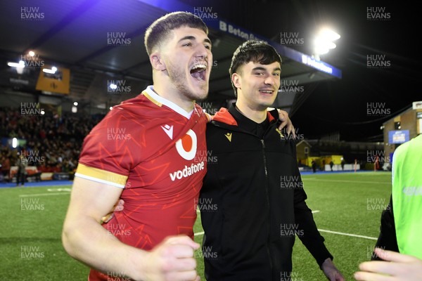 140325 - Wales U20 v England U20 - Six Nations Chamionship - Harry Rees-Weldon of Wales U20s celebrates the win at full time