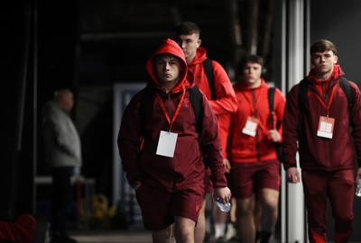 140226 - Wales U20s v France U20s - U20s Six Nations Championship - Carwyn Leggatt-Jones of Wales arrives