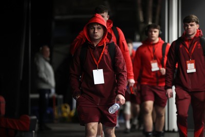 140226 - Wales U20s v France U20s - U20s Six Nations Championship - Carwyn Leggatt-Jones of Wales arrives