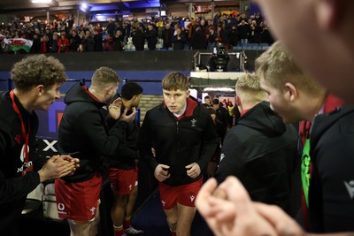 140226 - Wales U20s v France U20s - U20s Six Nations Championship - Steffan Emanuel of Wales runs out onto the field