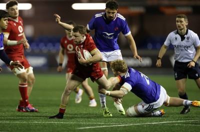 140226 - Wales U20s v France U20s - U20s Six Nations Championship - Tom Bowen of Wales makes a break