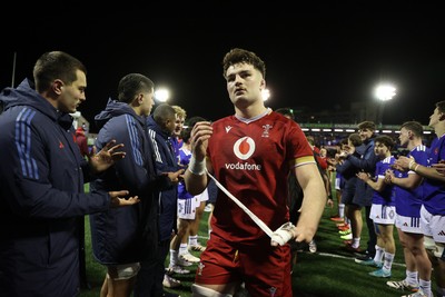 140226 - Wales U20s v France U20s - U20s Six Nations Championship - Dejected Deian Gwynne of Wales at full time
