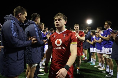 140226 - Wales U20s v France U20s - U20s Six Nations Championship - Dejected Carwyn Leggatt-Jones of Wales at full time