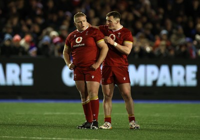 140226 - Wales U20s v France U20s - U20s Six Nations Championship - Jac Pritchard and Caio James of Wales 