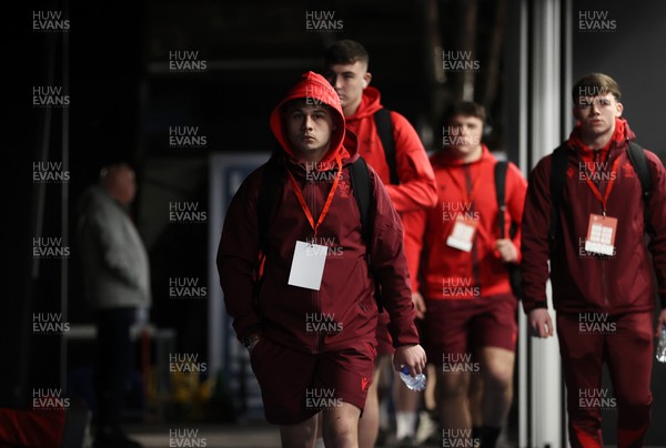 140226 - Wales U20s v France U20s - U20s Six Nations Championship - Carwyn Leggatt-Jones of Wales arrives