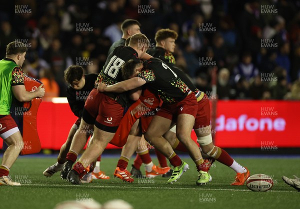 140226 - Wales U20s v France U20s - U20s Six Nations Championship - Wales during the warm up
