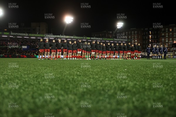 140226 - Wales U20s v France U20s - U20s Six Nations Championship - Wales sing the anthem