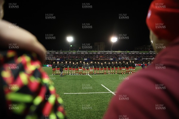 140226 - Wales U20s v France U20s - U20s Six Nations Championship - Wales sing the anthem