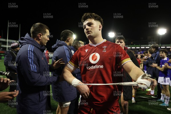 140226 - Wales U20s v France U20s - U20s Six Nations Championship - Dejected Deian Gwynne of Wales at full time
