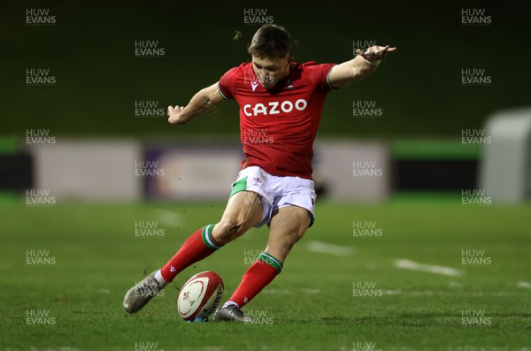 030223 - Wales U20s v Ireland U20s - U20s 6 Nations Championship - Dan Edwards of Wales kicks the conversion