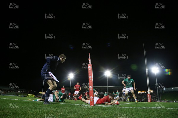 030223 - Wales U20s v Ireland U20s - U20s 6 Nations Championship - Llien Morgan of Wales scores a try
