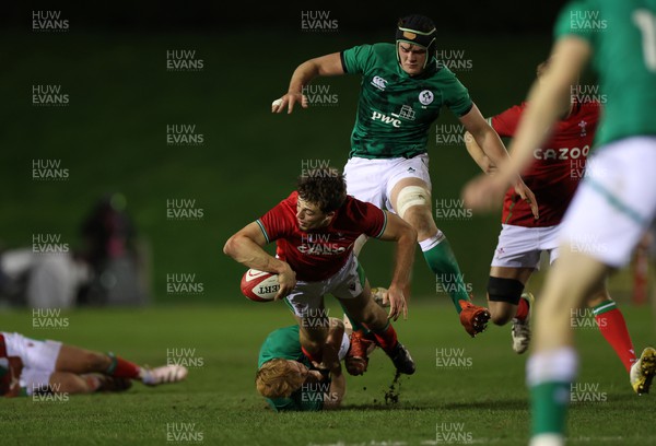 030223 - Wales U20s v Ireland U20s - U20s 6 Nations Championship - Louie Hennessey of Wales off loads the ball