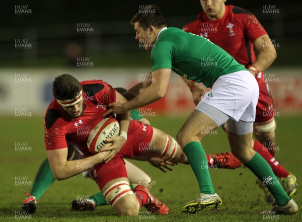 130315 - Wales U20s v Ireland U20s - RBS 6 Nations - Rory Thornton of Wales is tackled by Sam Arnold and Ross Byrne of Ireland