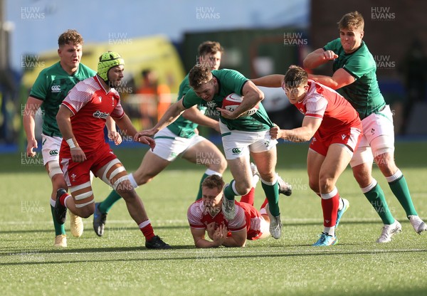 250621 - Wales U20 v Ireland U20, U20 Six Nations - Cathal Forde of Ireland charges at the Welsh line