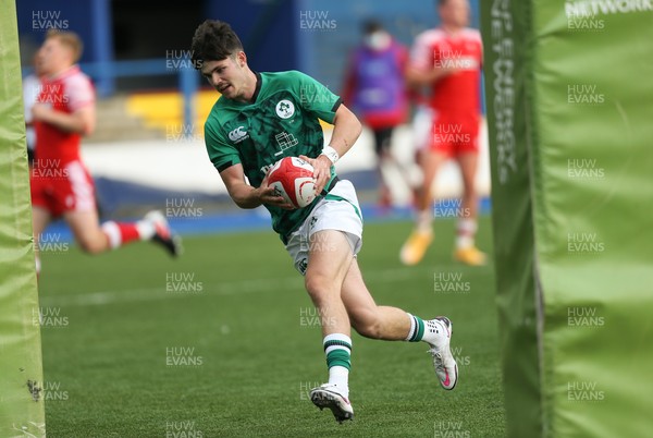 250621 - Wales U20 v Ireland U20, U20 Six Nations - Chris Cosgrave of Ireland races in to score the second try