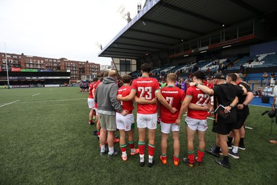 130625 - Wales U20s v Italy U20s - Friendly - Wales team huddle at full time
