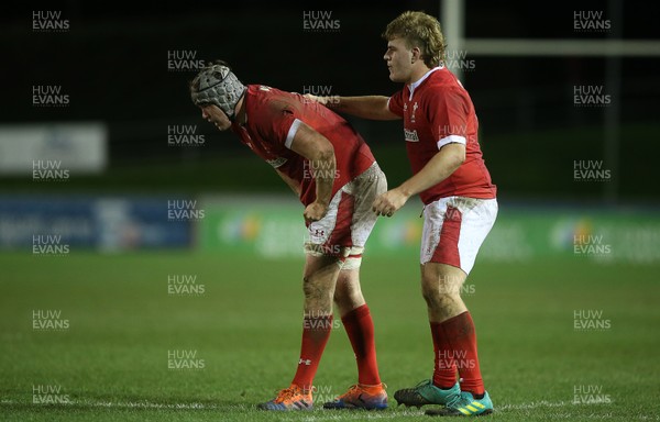 310120 - Wales U20s v Italy U20s - U20s 6 Nations Championship - Dejected Jac Price and Archie Griffin of Wales