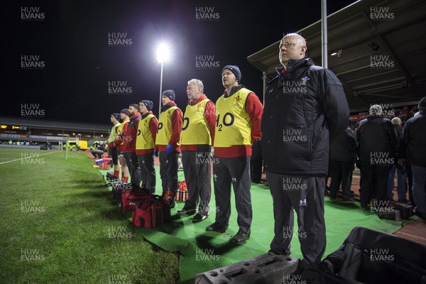 310120 - Wales U20s v Italy U20s - U20s 6 Nations Championship - Wales staff during the anthem