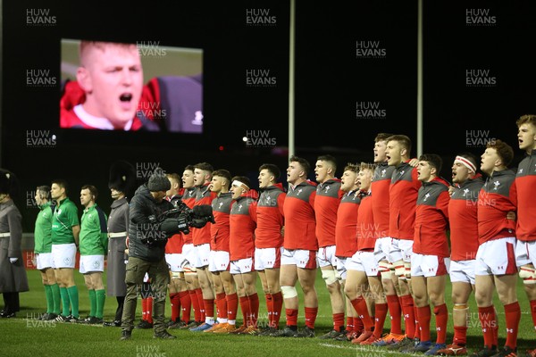310120 - Wales U20s v Italy U20s - U20s 6 Nations Championship - Wales sing the anthem